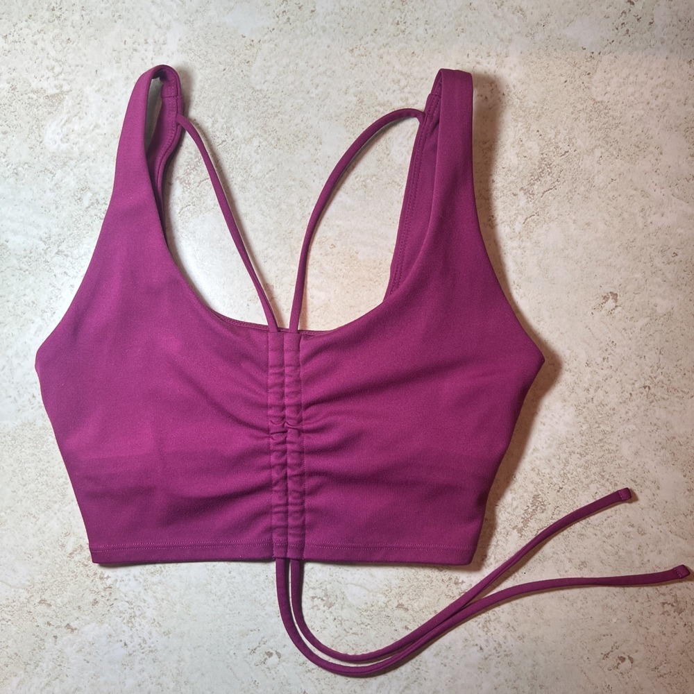 Something‎ Navy x Bandier Ruched Strappy Sports Bra Women's XXS Pink Activewear